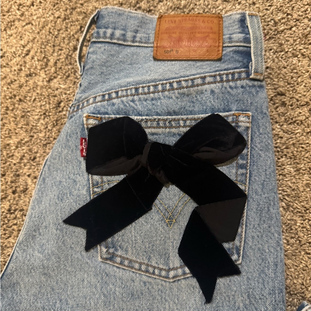 Levi's Vintage 501 Women's Denim Jeans with Black Bow Accent